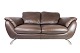 Two seater sofa upholstered with brown leather and frame of metal, manufactured 
by Italsofa.
5000m2 showroom.
