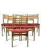 Six dining room chairs in dark polished wood and upholstered with red fabric, of 
Danish design from the 1960s. 
5000m2 showroom.
Great condition
