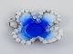 Castel for Limoges, France, enamel bowl with glass beads around the edge. Blue enamel.