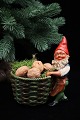 Old painted terracotta elf with a wicker basket for nuts, Christmas sweets or 
for a block candle...