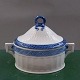Blue Fan Danish porcelain. Large, oval covered sugar bowl or bonbonniere