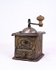 Antique Coffee Grinder - Metal & Dark Wood - Decorated With Pattern - From the 1890s