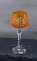 Roemer glass,Bohemian crystal glass. Selection of wine glasses 20cms with orange bowl. OFFER on all 5.