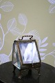 Antique French jewelry box in bronze with faceted glass and silk cushion at the 
bottom and with a nice old patina...