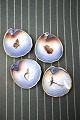 4 fine, old oyster bowls from Dahl Jensen with motifs of flying insects 
and gold edge...