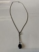Georg Jensen sterling silver Dew Drop necklace with pendant with black agate.