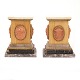 Pair of small mid-19th century marble and wood pedestals. H: 14,5cm. Base: 
11,5x11,5cm