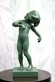 Kai Nielsen Venus figure in dark green glazed terracotta."Venus Glypogos. 
HAS REPAIR !