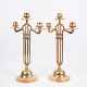 Set of Two Tall Three-Armed Candlesticks - Brass - Art Nouveau Style - 1920s
