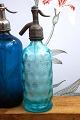 Decorative, rare French mini glass siphon from the early 1900s in turquoise 
blue...