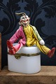 Decorative, fun circus clown from around 1910 in carved wood with fine clown 
costume in fabric...