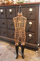 Decorative, old French Napoleon III mannequin in woven rattan with black wooden boots...