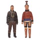 Johannes Kreutzmann, 1862-1940, pair of wood figures both signed. H: 39&45cm