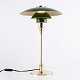 Poul Henningsen Table Lamp Model PH 3/2 Anniversary Edition in Brass with Green Metal Shades for Louis Poulsen