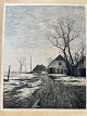 Radering Adolph Larsen 1901 - Tøvejrsdag ved Flaskekroen.
