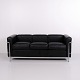 LC2 3 Personers Sofa i Originalt Sort Læder og Kromstål for Cassina
