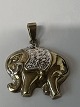Elefant Vedhæng, 8 Kt. rød /hvidguld med en ...