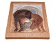 Bing & Grondahl stoneareRelief with Christmas Gnome and horses - December