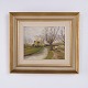 Hans Egon Andersson Landskabsmaleri med Landsby og Vej 37 x 42 cm
