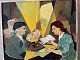 Maleri af Figge Holmgren 1964 - Interiør med kunstneren ...
