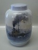 Royal Copenhagen 888 Lidded vase with marine motif. 22 cm