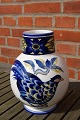 Blue Pheasant China faience porcelain, large plump vases 20.5-21cm