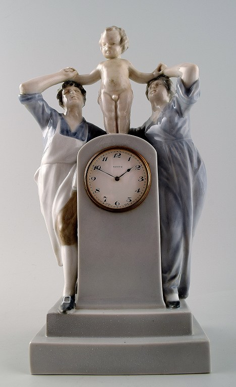 Rare Royal Copenhagen Art Nouveau clock with figures.Model number 1957.