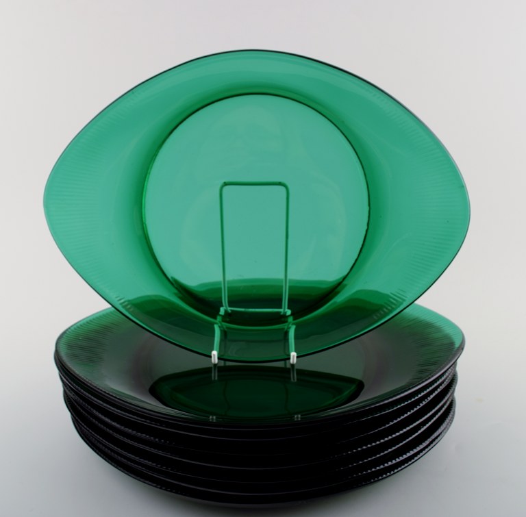 8 lobster dishes in green glass, Josef Frank.