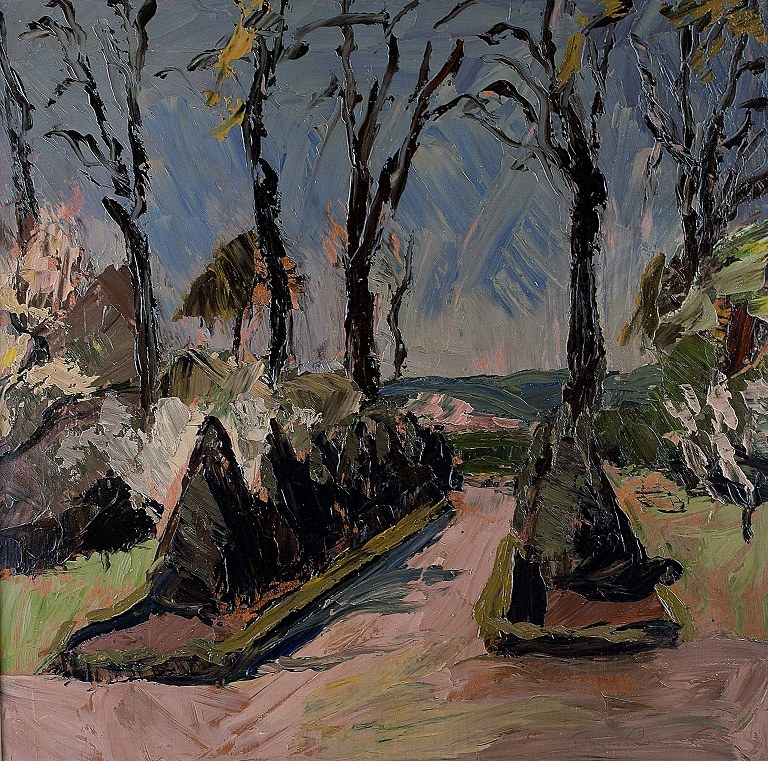 Modernist landscape, oil painting.