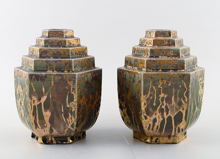 Sevres, France, a pair of Art Deco art pottery vases.