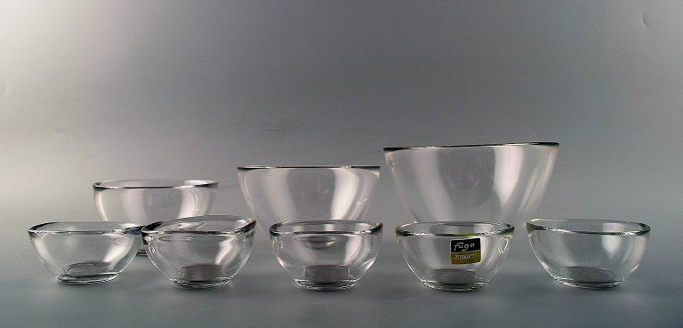 Sven Palmqvist (1906-1984) kunstglas skåle, 8 stk., "Fuga"Orrefors.