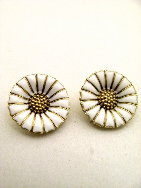 Gold-plated sterling silver Georg Jensen Marguerite ear clips sold