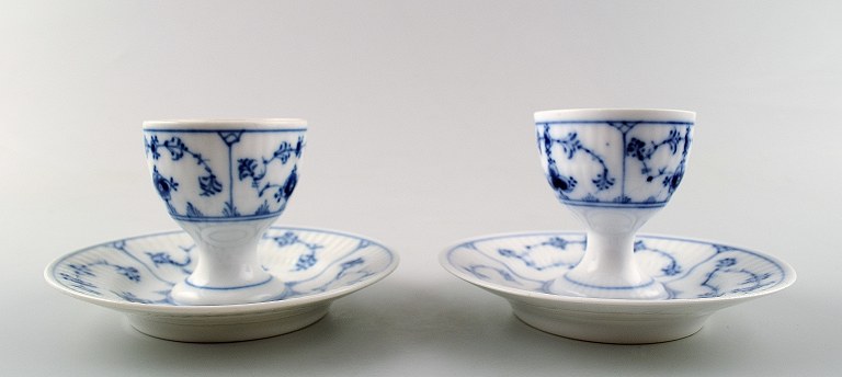 2 Blue Fluted Plain egg cups on foot from Royal Copenhagen.Number 1/117.