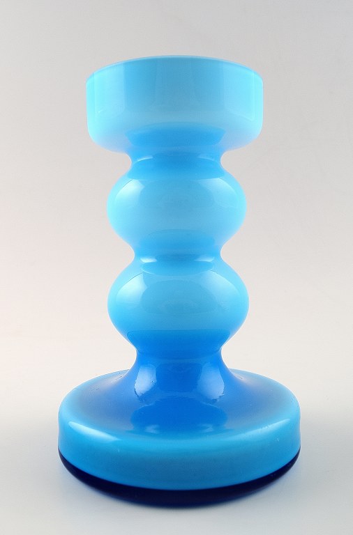 Per Lütken for Holmegaard Carnaby vase, blue andwhite opal glass.