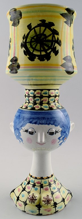 Unique and handmade Bjorn Wiinblad 1918-2006: Vase / center piece in polychrome ceramics.