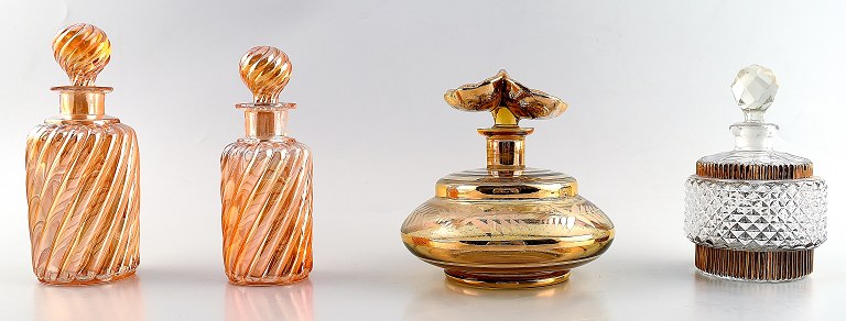 4 perfume bottles, art glass.