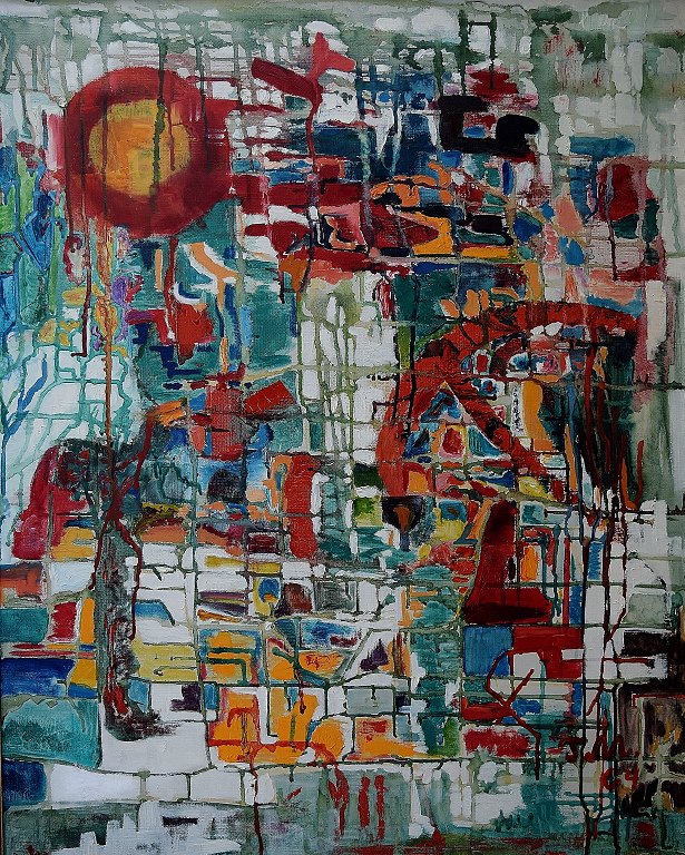 Oil on canvas. Abstract composition. Unknown artist.