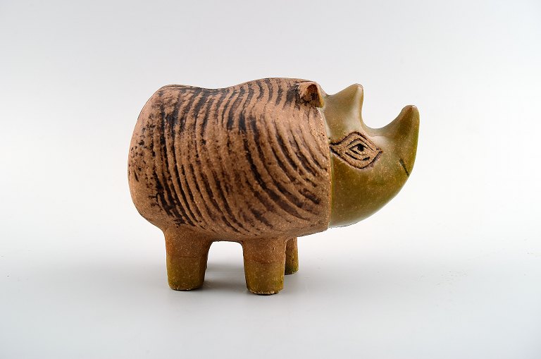 Rhino in Stoneware, Lisa Larson, Gustavsberg.Sweden 70s.