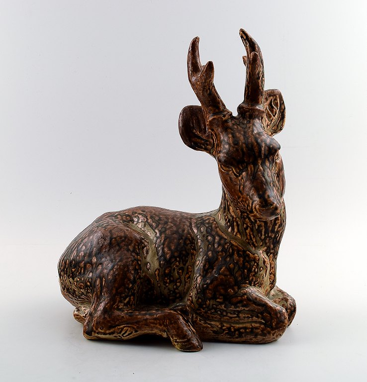 Royal Copenhagen figurine no. 20507, Royal Copenhagen stoneware figurine.Red deer.
