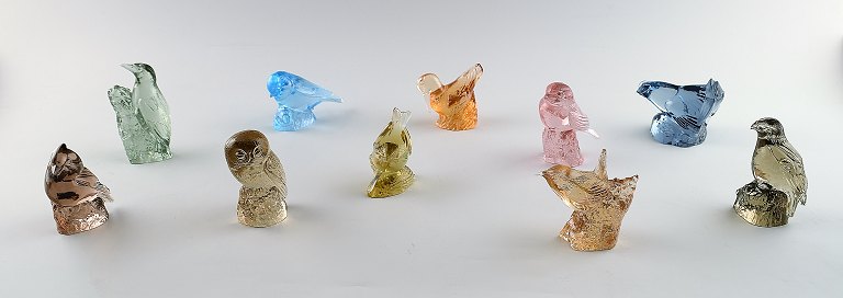 Paul Hoff for Svenskt glass, 10 birds in art glass. WWF.