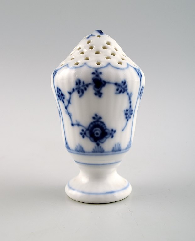Royal Copenhagen # 486 Blue Fluted plain salt shakerEarly stamp.