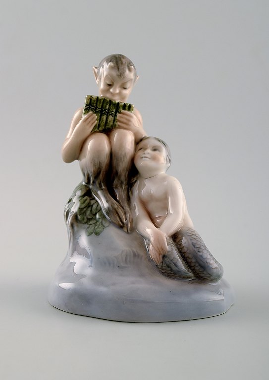 Very rare Royal Copenhagen 2299 Faun satyr with Mermaid girl.