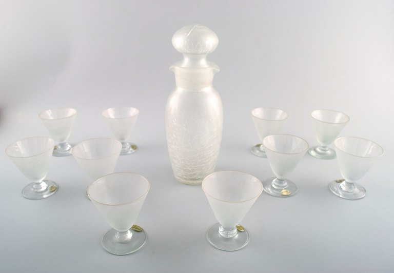 10 personers cocktailsæt i kunstglas , Reijmyre, 1960´erne, Sverige.
