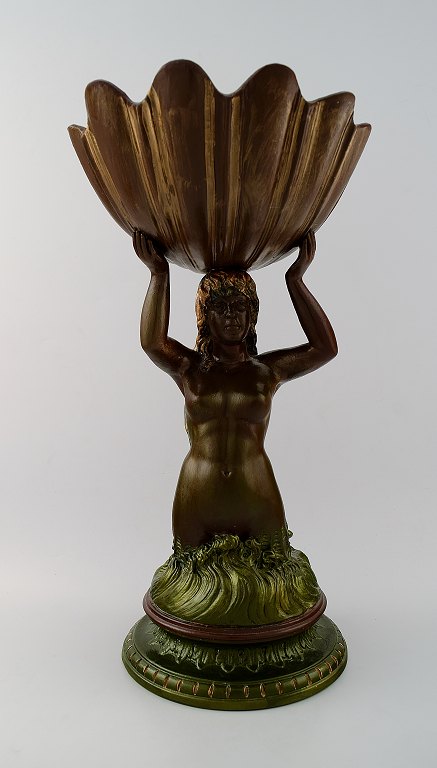 Søholm, Bornholm, large and early compote in the form of a mermaid holding a seashell.