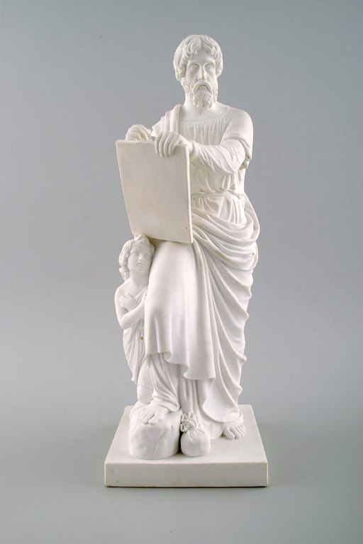 Antik b&g/ Bing & grøndahl efter Thorvaldsen, biscuit figur af apostel, sjælden model.