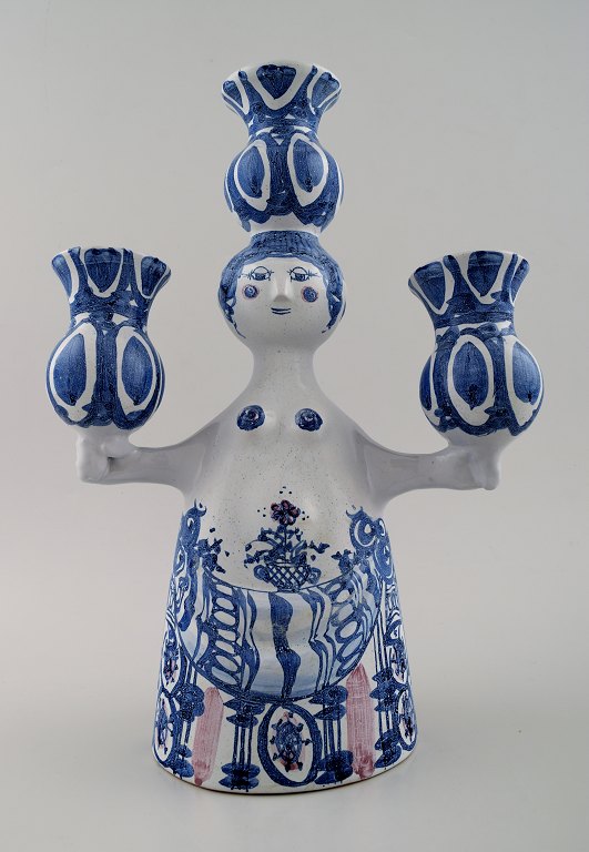 Bjorn Wiinblad, lady, unique three armed candlestick.