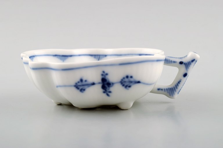 Rare and antique Royal Copenhagen Blue Fluted plain leaf shaped dish with handle.