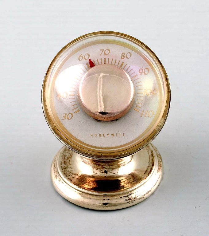 Mid-Century Modern, sterling silver desk thermometer, Tiffany & Co., New York, circa 1950s-1960s.