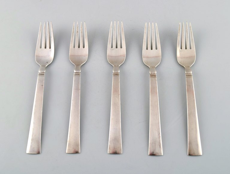 Georg Jensen Sterling Silver Block / Acadia.5 dinner forks.
