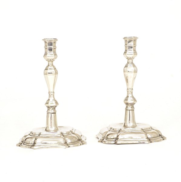 Et par sølvlysestager, barok, Jens Christensen, København, 1734